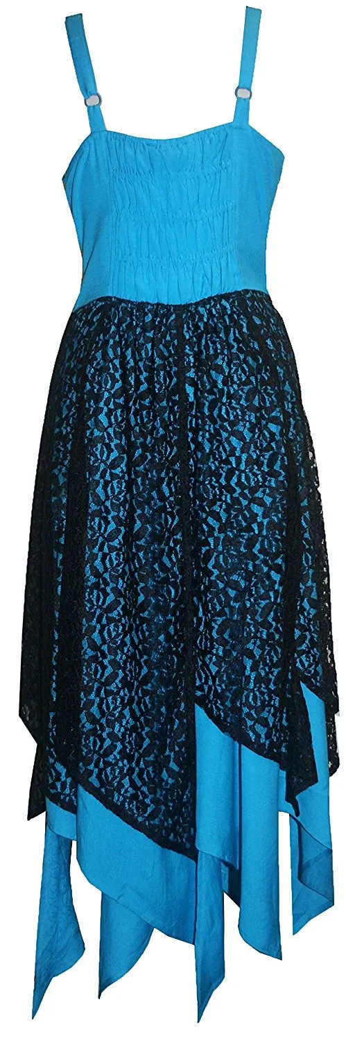 008 DR Net Overlay Spaghetti Strap corset Summer Mid Calf Dress