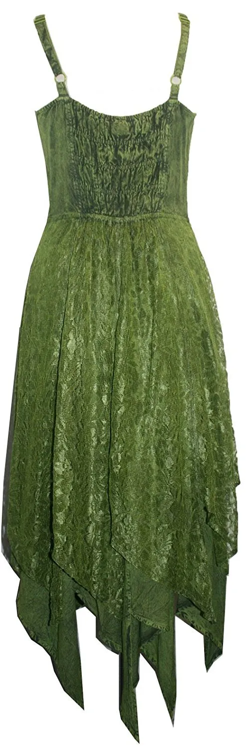 008 DR Net Overlay Spaghetti Strap corset Summer Mid Calf Dress