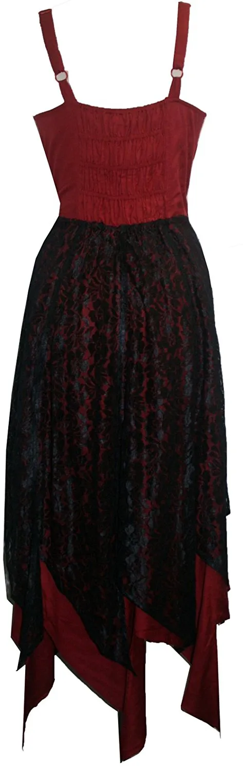 008 DR Net Overlay Spaghetti Strap corset Summer Mid Calf Dress