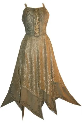 008 DR Net Overlay Spaghetti Strap corset Summer Mid Calf Dress