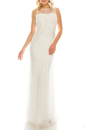 Adrianna Papell - Illusion Beaded Sheath Gown