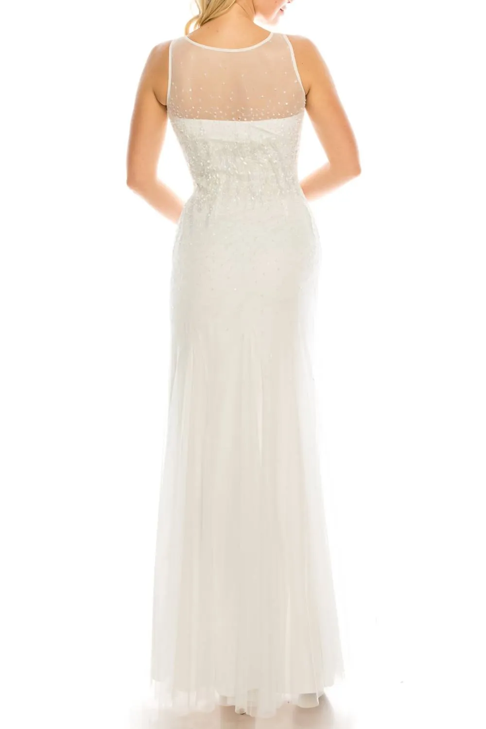 Adrianna Papell - Illusion Beaded Sheath Gown