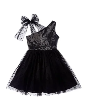 Badgley Mischka One-Shoulder Sequin Dress
