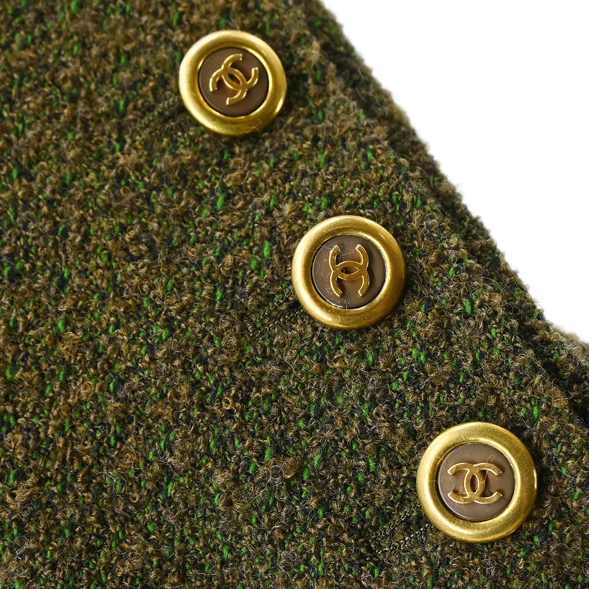 Chanel 1994 Setup Suit Jacket Skirt Green #40