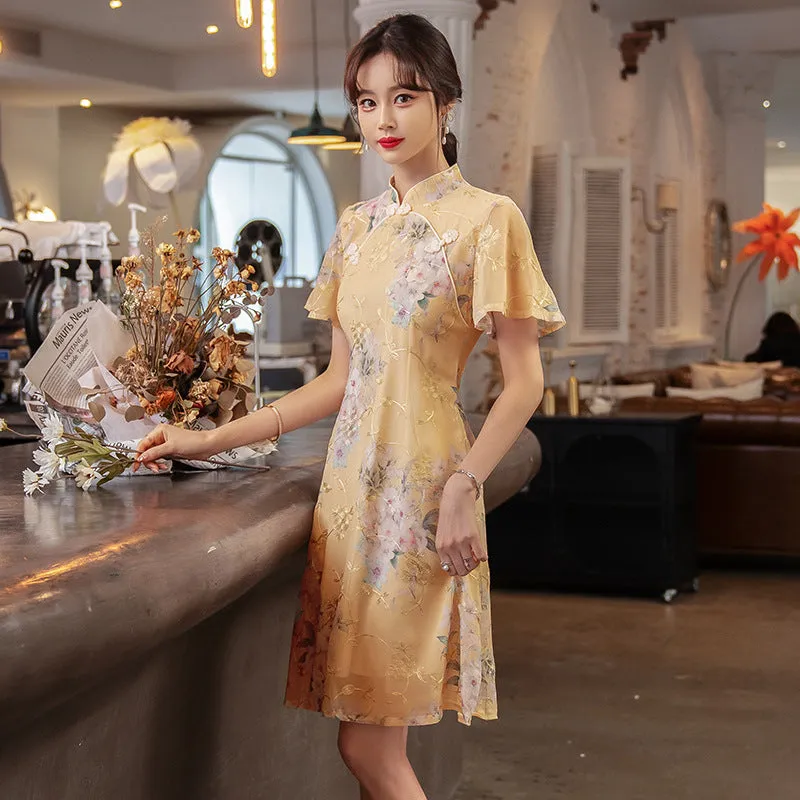 Cheongsam Women's Summer Improved Young New New Chinese Style Embroidery Floral Dress