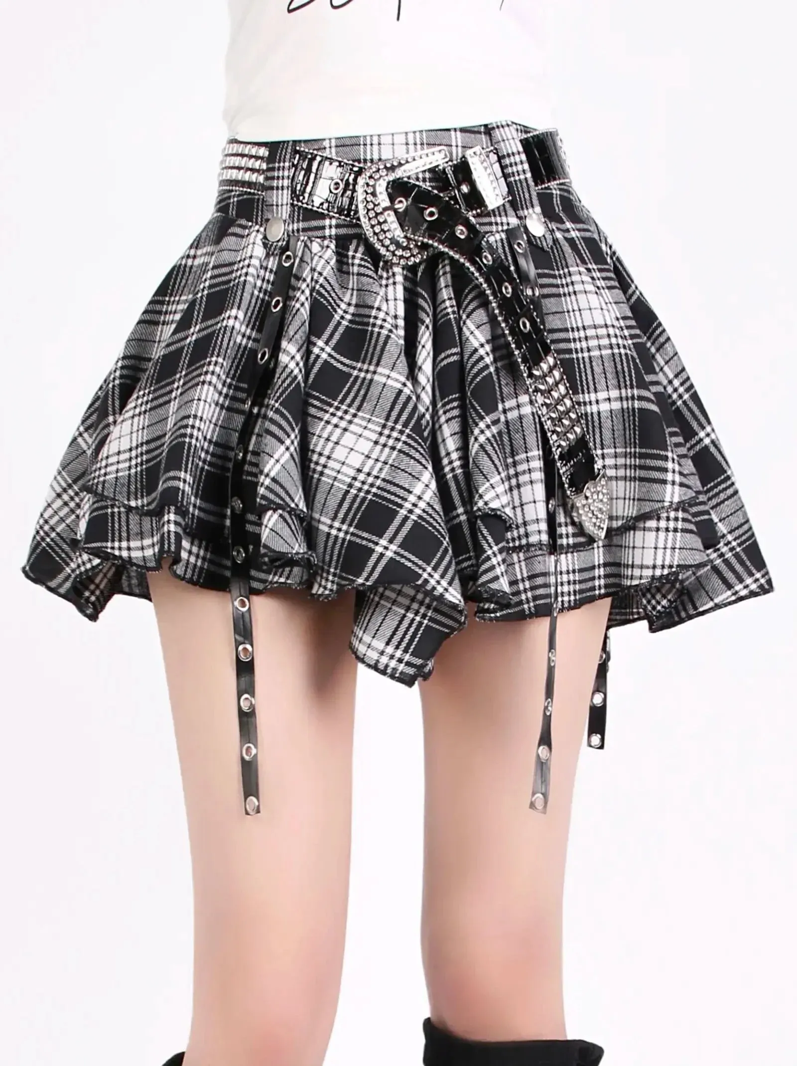 Cover Rhinestone Denim   Skirt Belt   Cake Black Leg Chuck Tutu Irregular