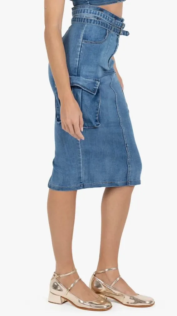 Denim Cargo Skirt