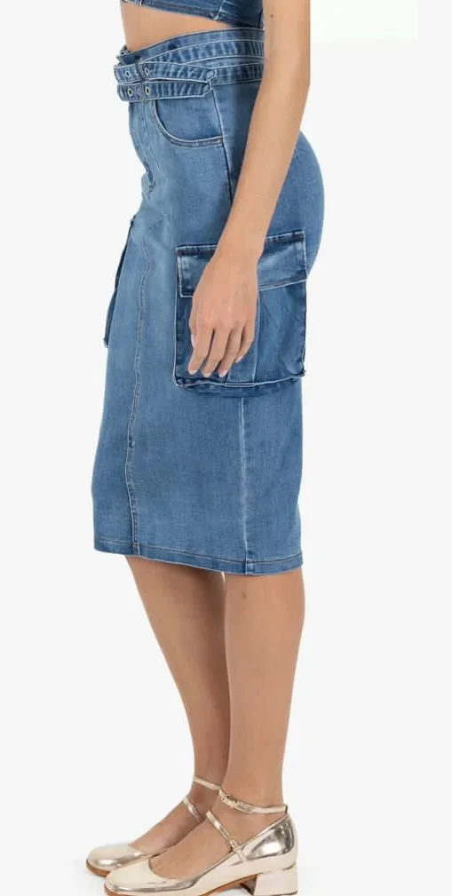 Denim Cargo Skirt