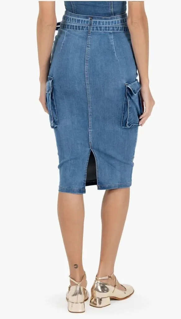 Denim Cargo Skirt