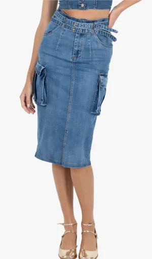 Denim Cargo Skirt
