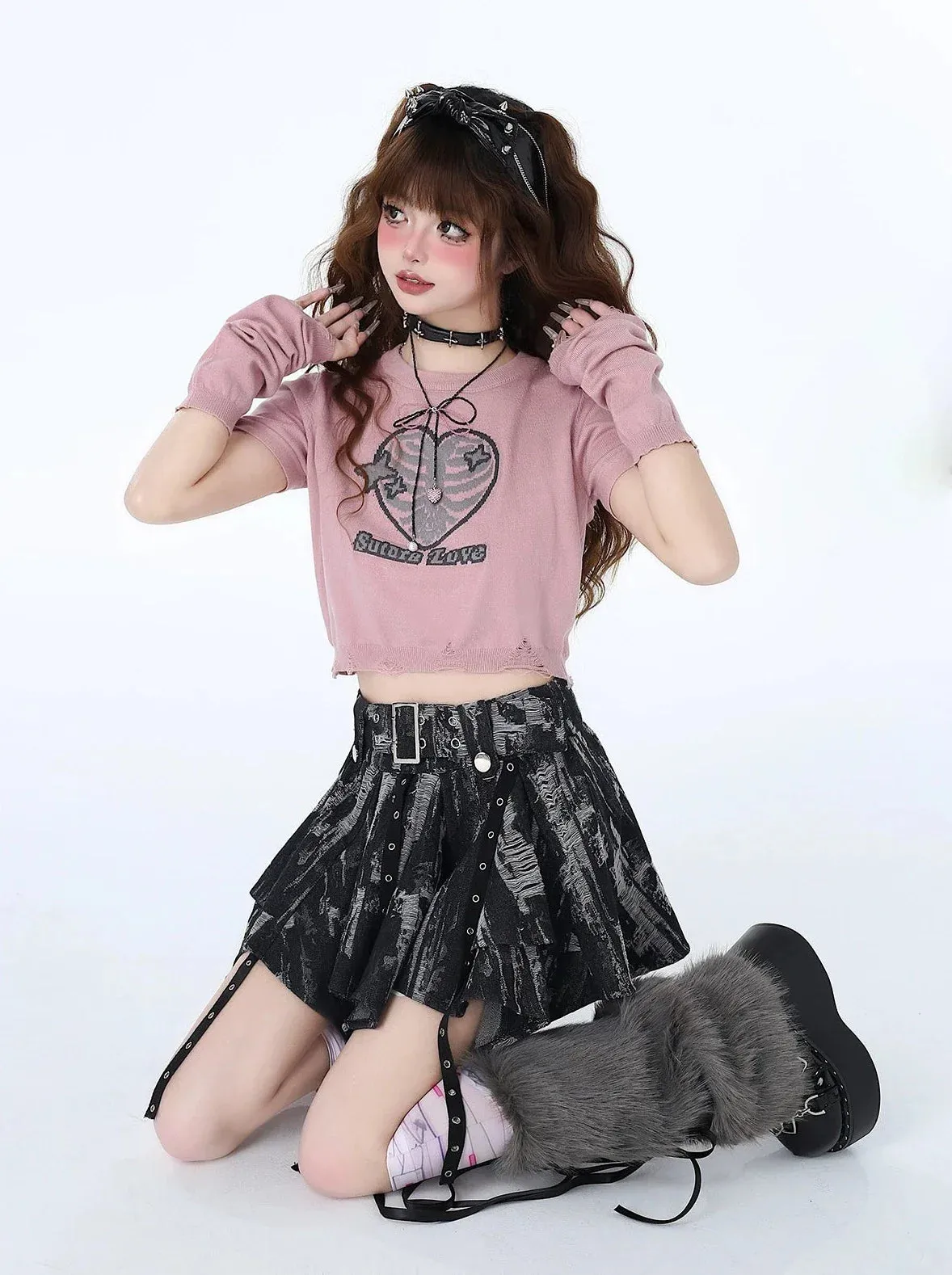 Denim Hot Tie-Dye Skirt Girl Millennial Subculture Retro