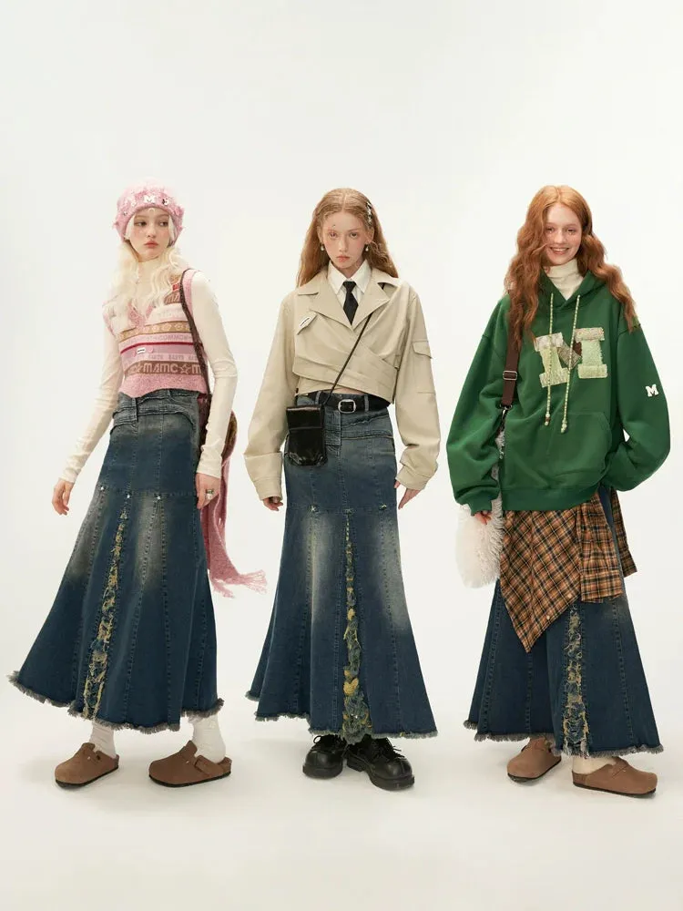Denim Mermaid Retro Skirt