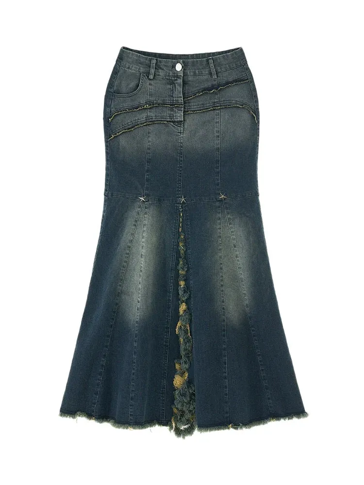 Denim Mermaid Retro Skirt