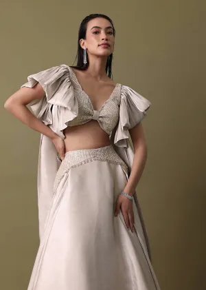 Double Layered Skirt With Lilac Frill Blouse