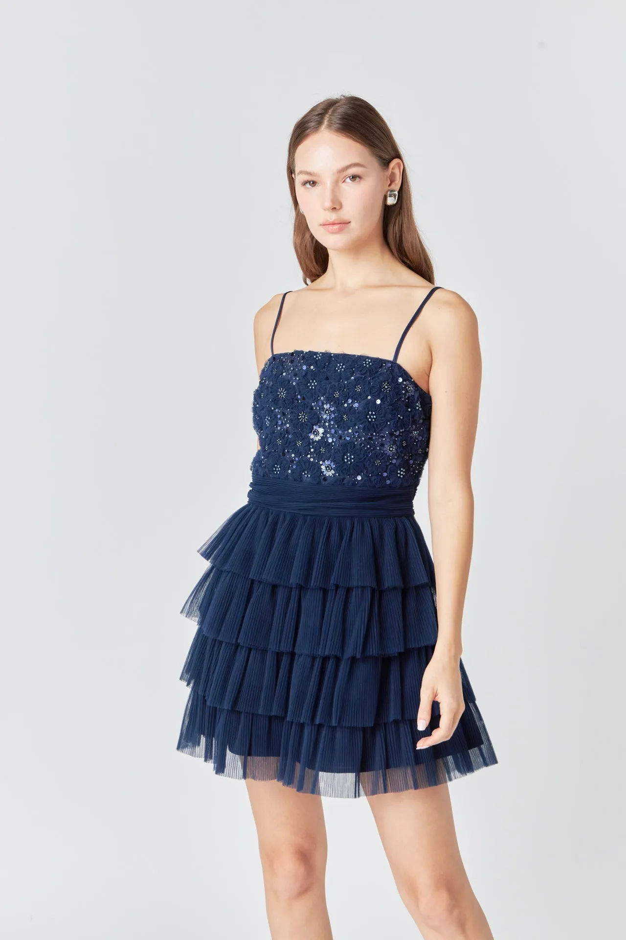 Endless Rose - Floral Detail Tulle Mini Dress