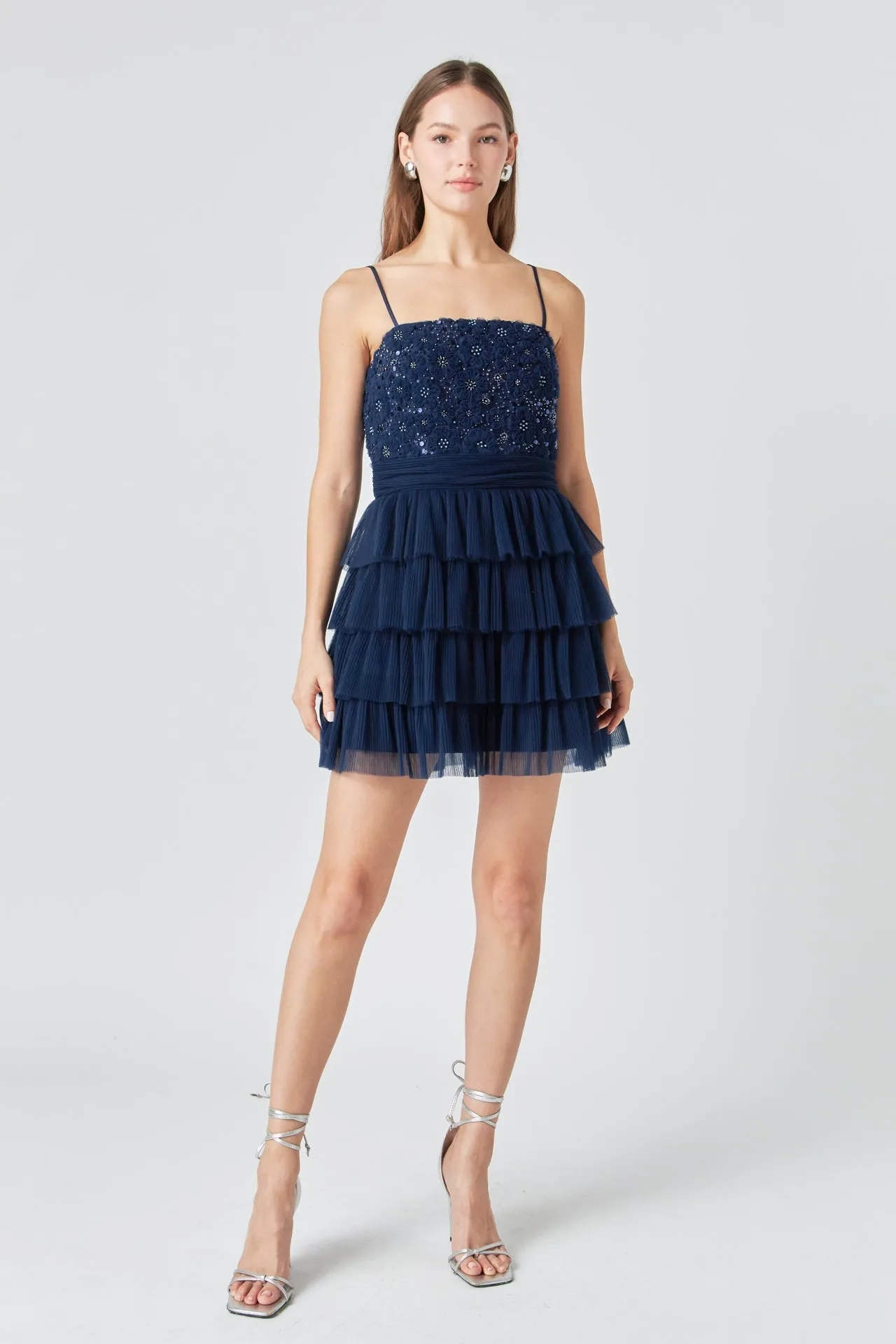 Endless Rose - Floral Detail Tulle Mini Dress
