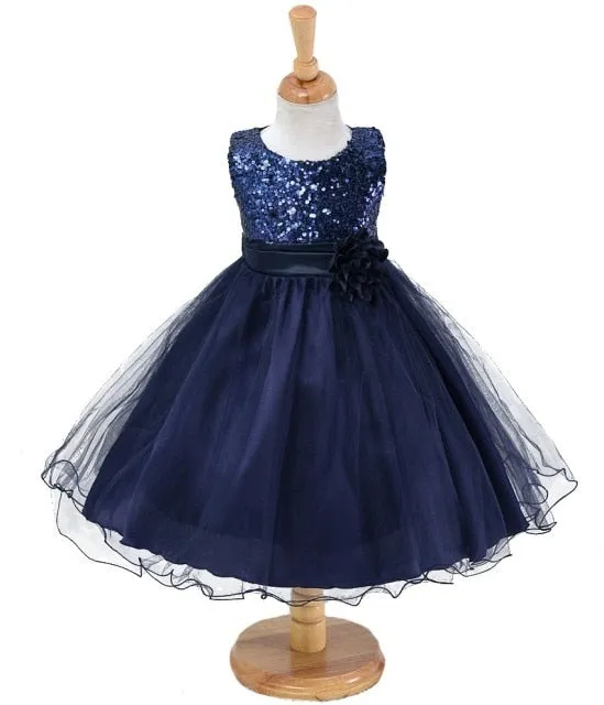 Girls Sequined Flower Princess Party Dress, Baby Girls