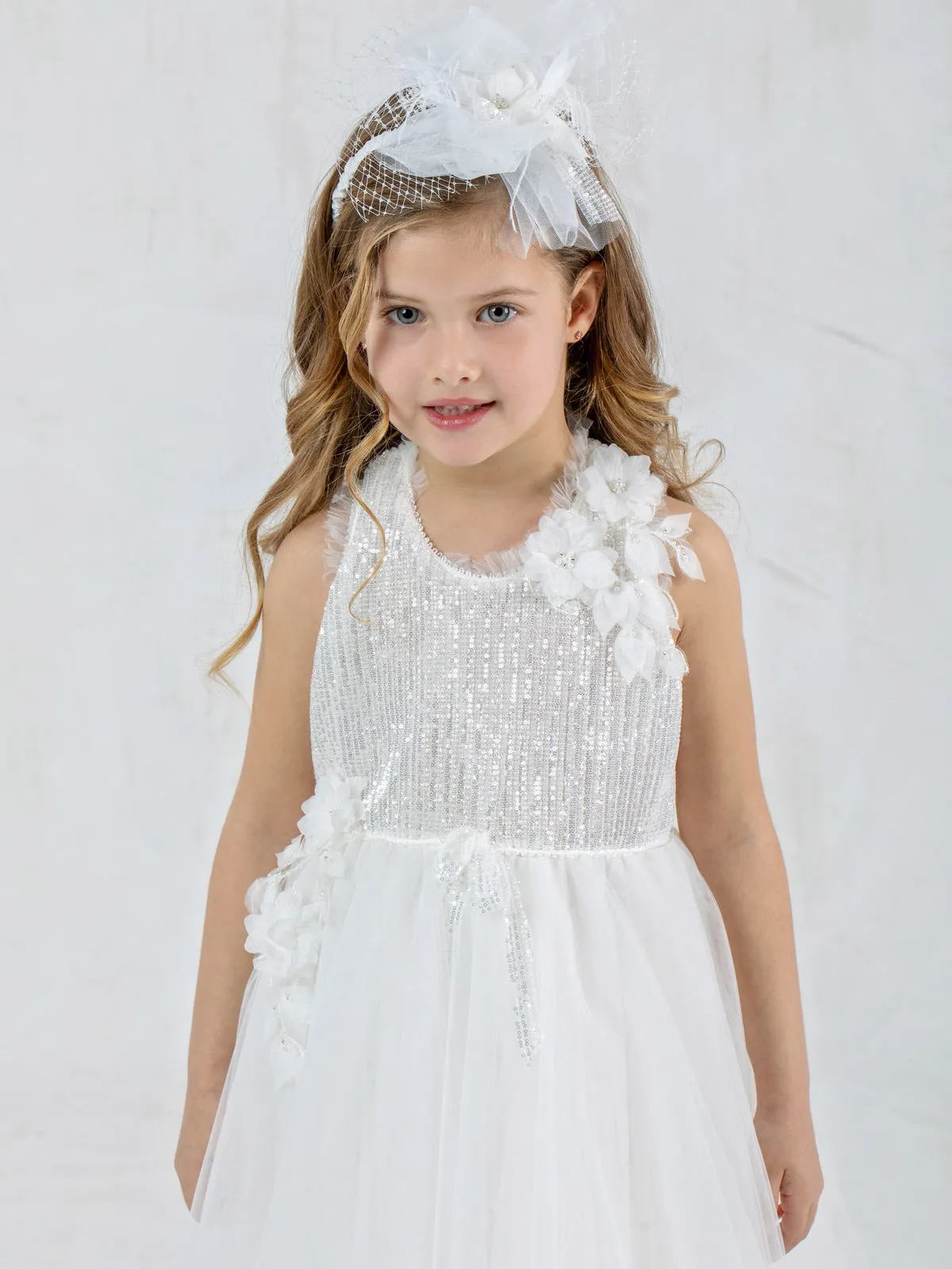Girl's sleeveless dress with sequin-BANNIA