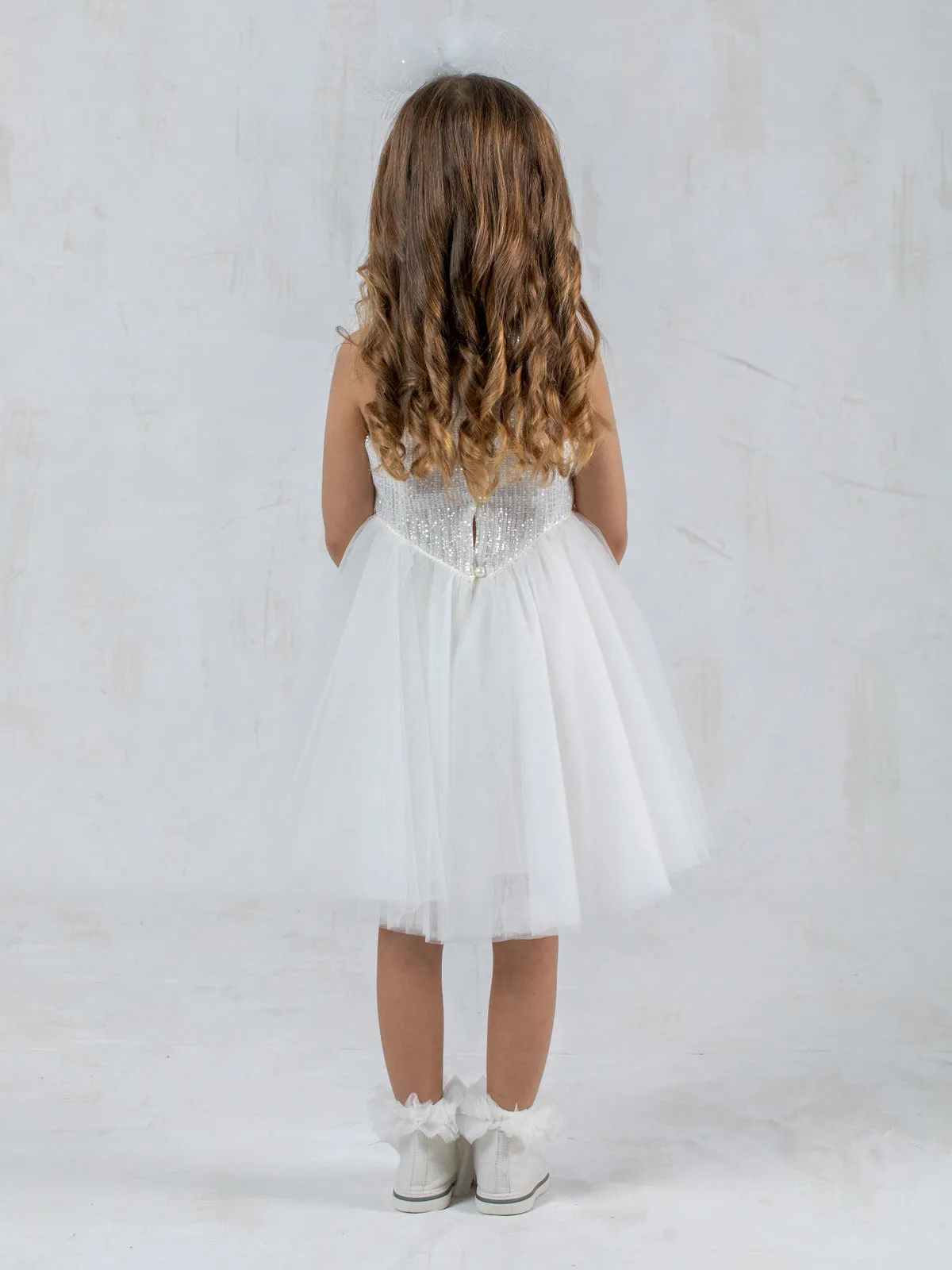 Girl's sleeveless dress with sequin-BANNIA