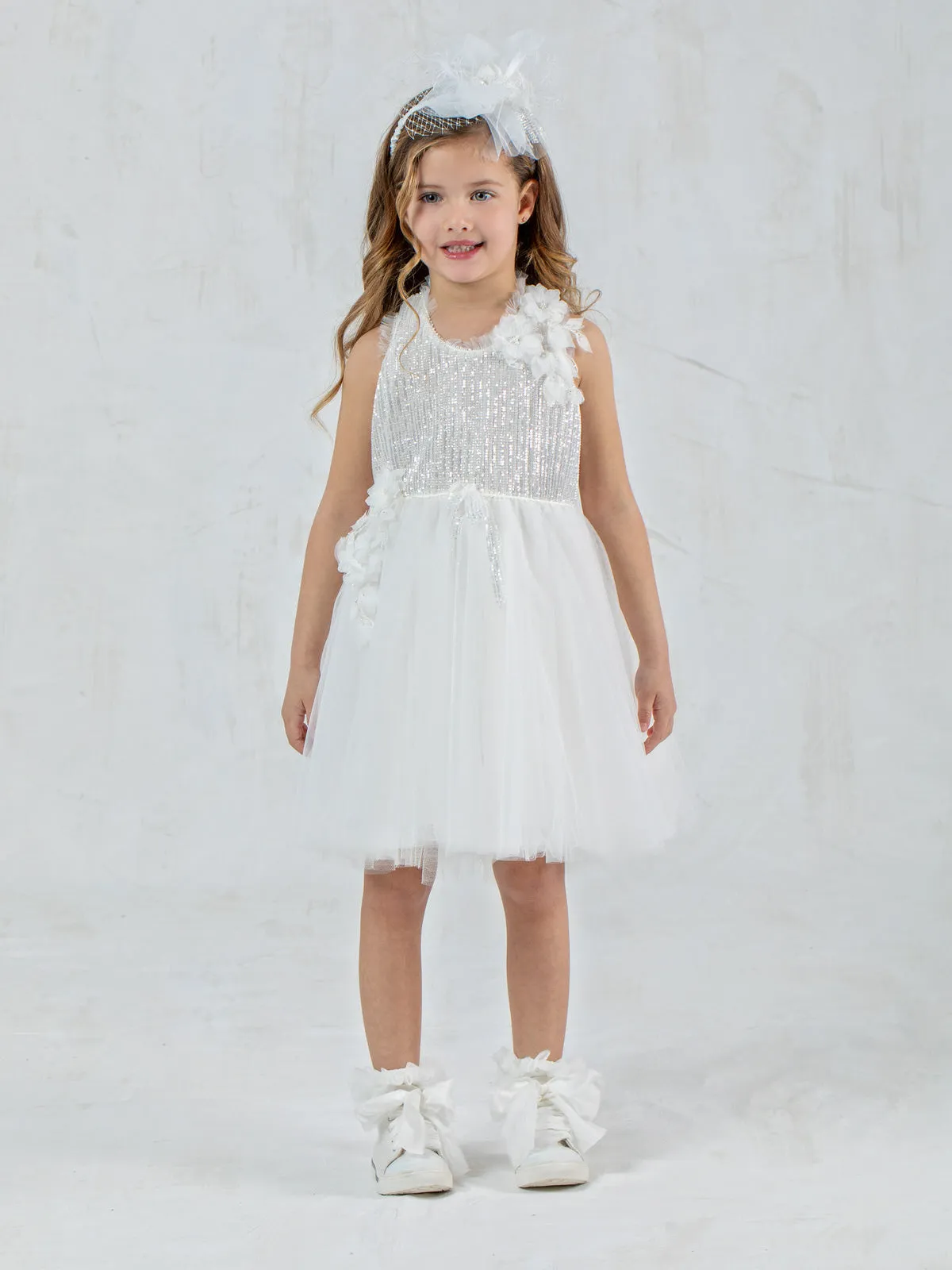 Girl's sleeveless dress with sequin-BANNIA
