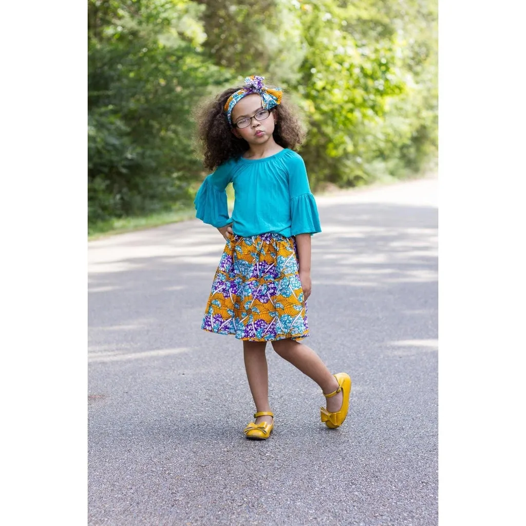 Girls Spring African Ankara Skirt Set