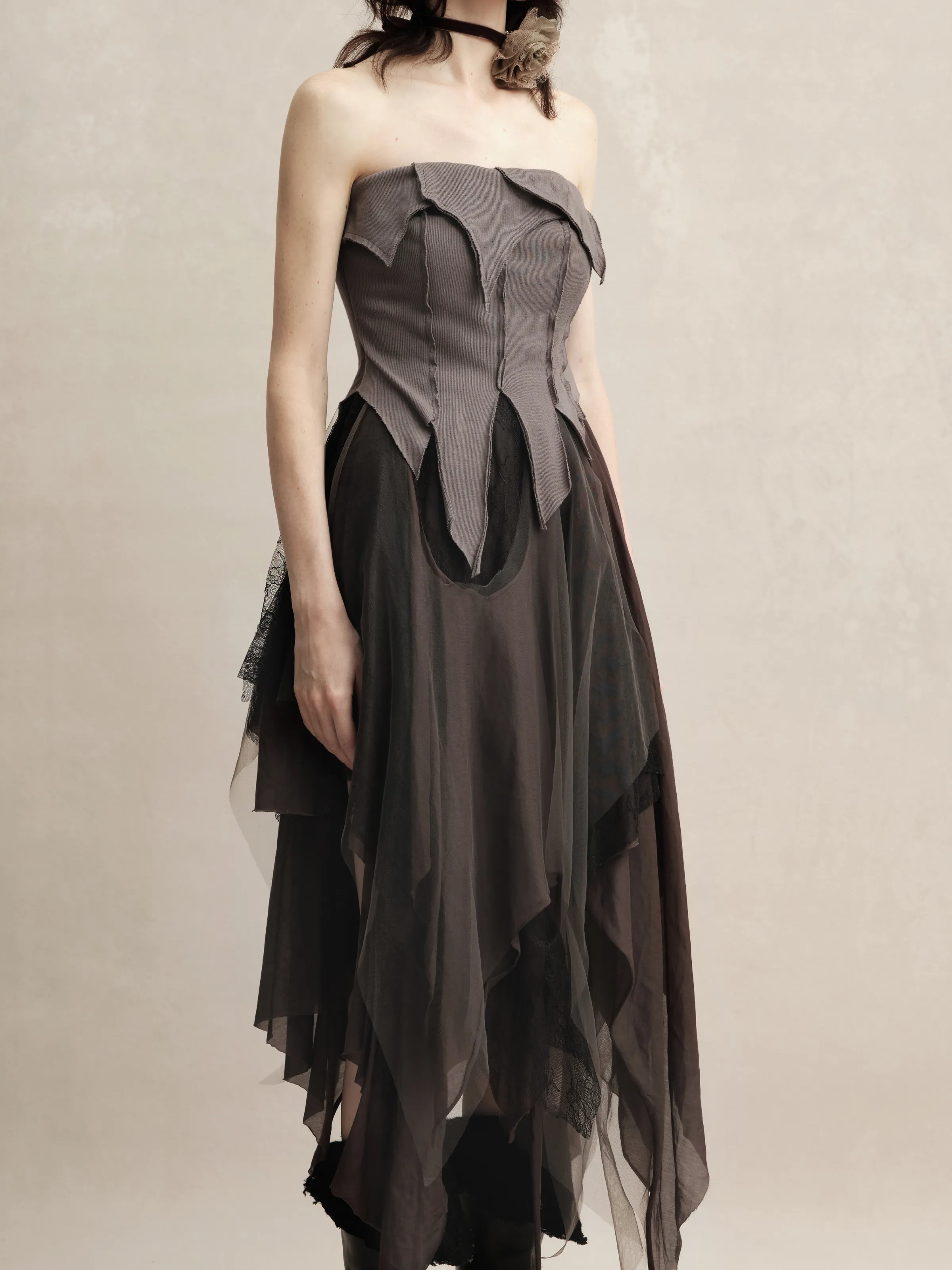 Gray Purple Tube Maxi Dress