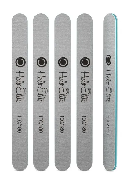 Halo Elite Straight Zebra Nail Files 100/180 grit 5 pack
