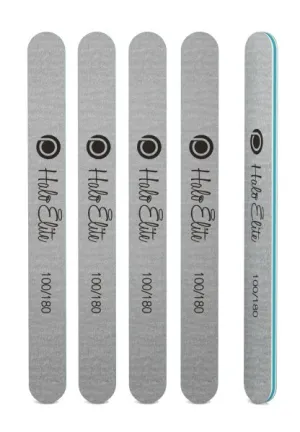 Halo Elite Straight Zebra Nail Files 100/180 grit 5 pack