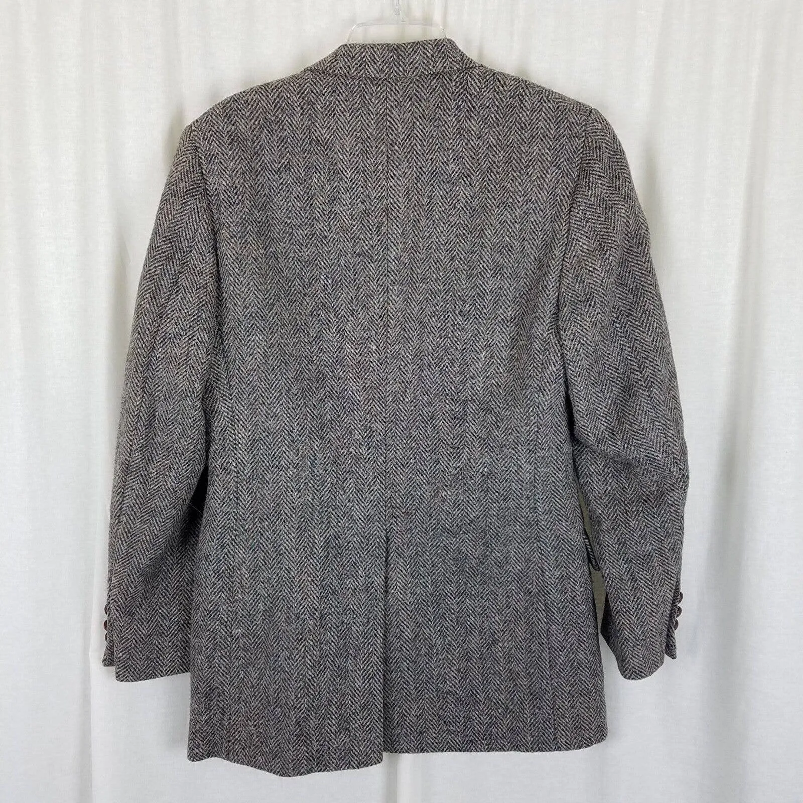 Harris Tweed Black Mottled Herringbone Wool Sportcoat Jacket Blazer Mens 38