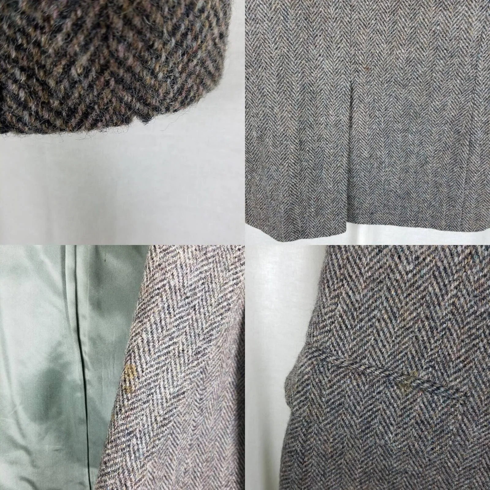 Harris Tweed Black Mottled Herringbone Wool Sportcoat Jacket Blazer Mens 38