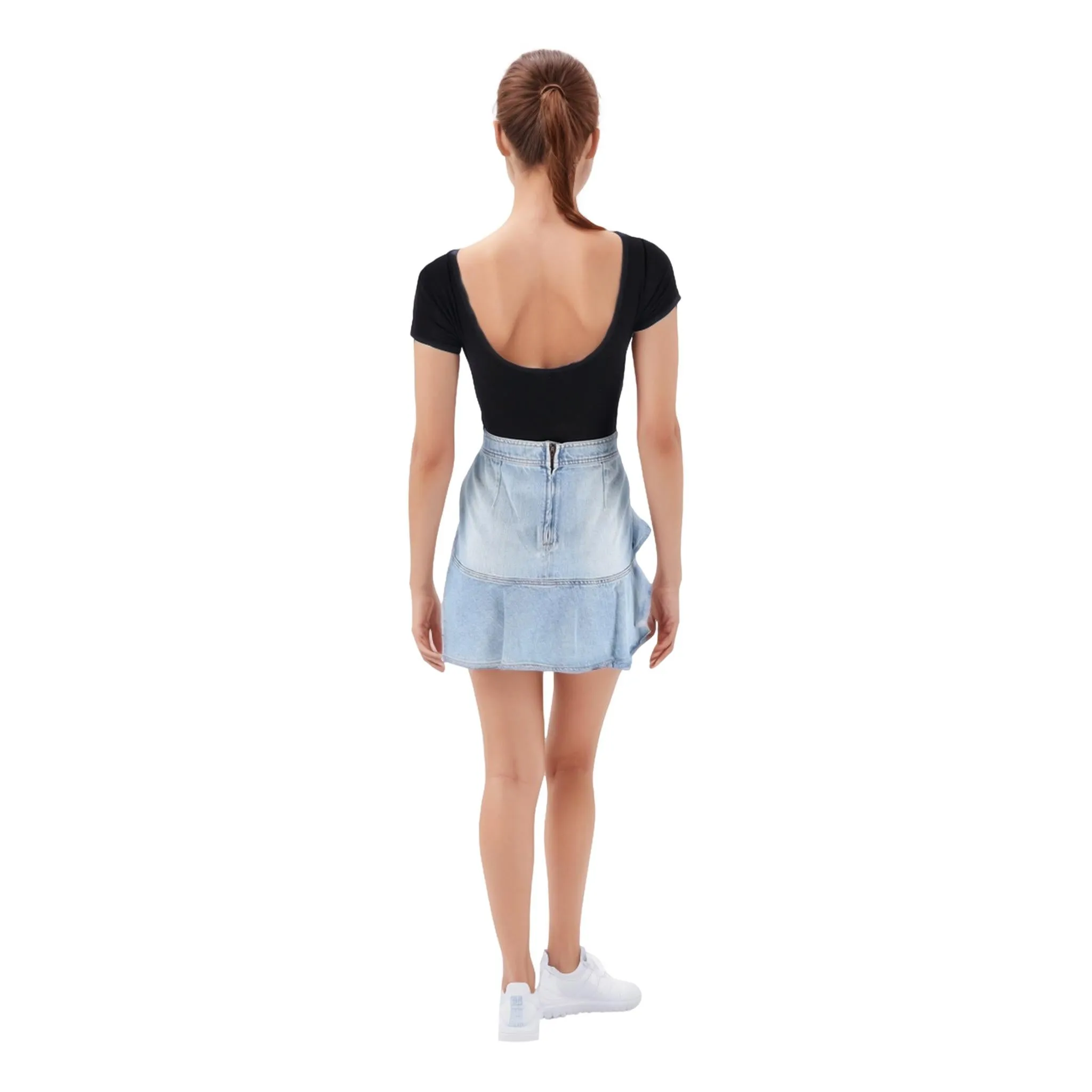 Isabel Marant Etolie Cotton Denim Ruffle Skirt. Size 40FR