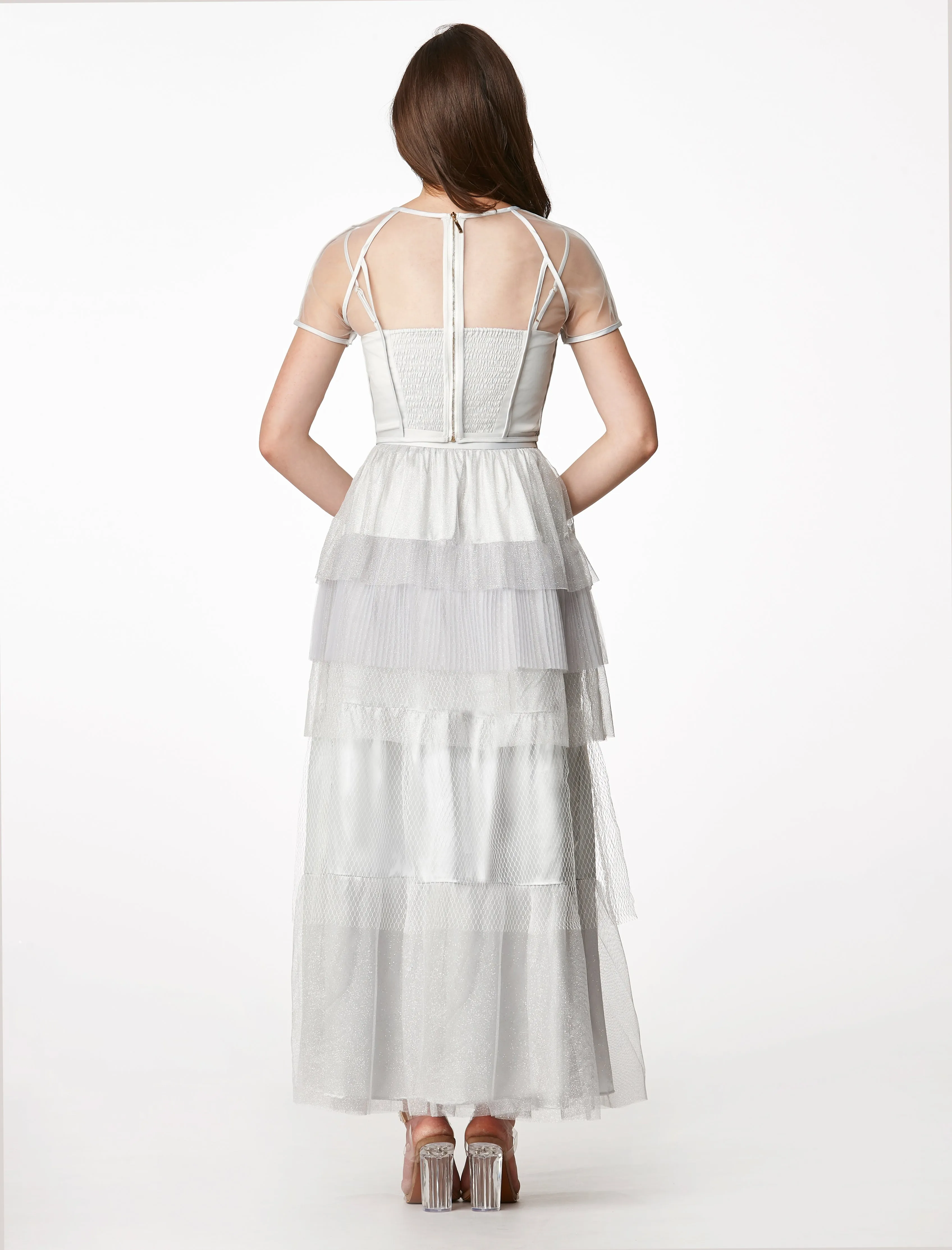 MOS Layered Net Skirt - Silver