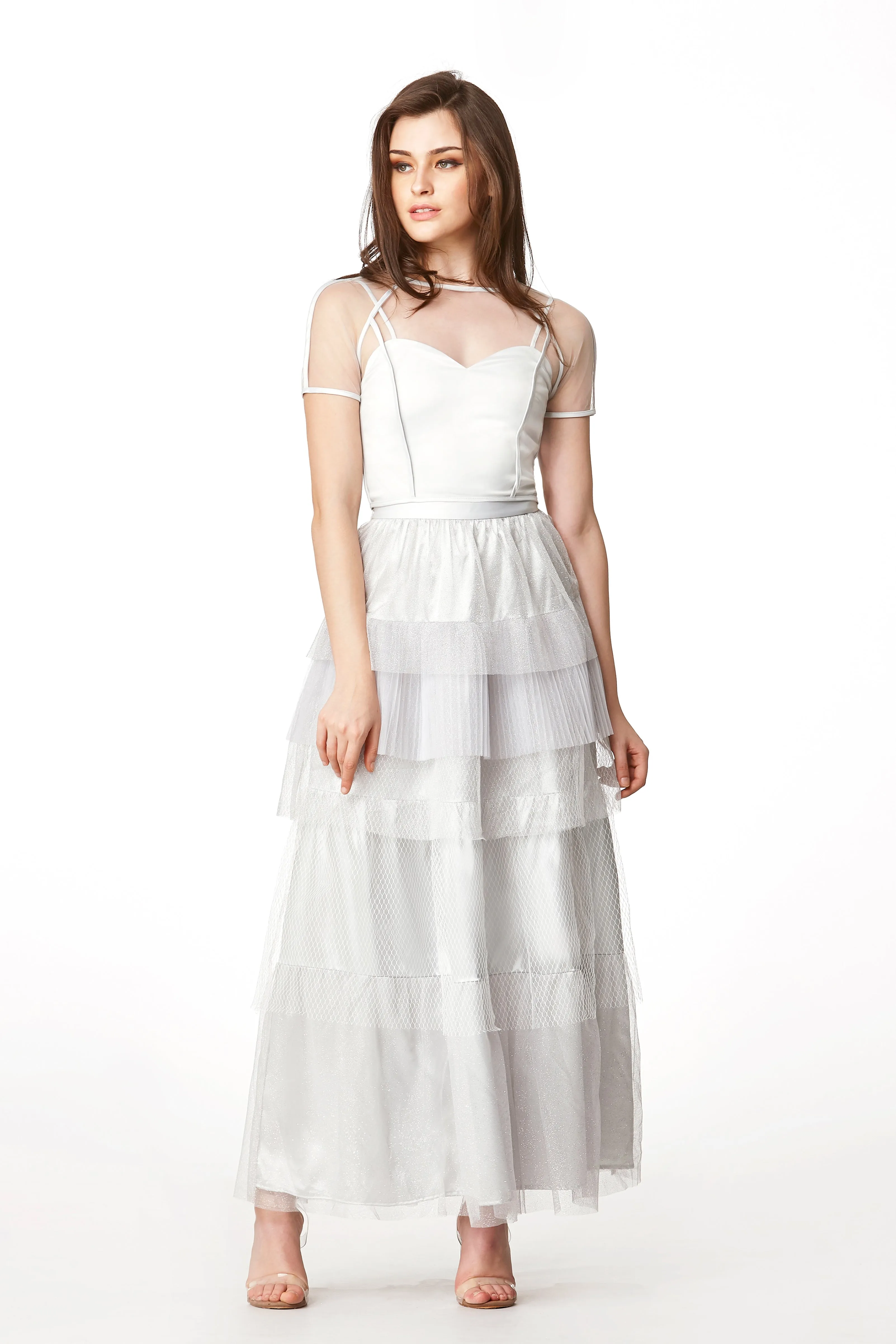 MOS Layered Net Skirt - Silver