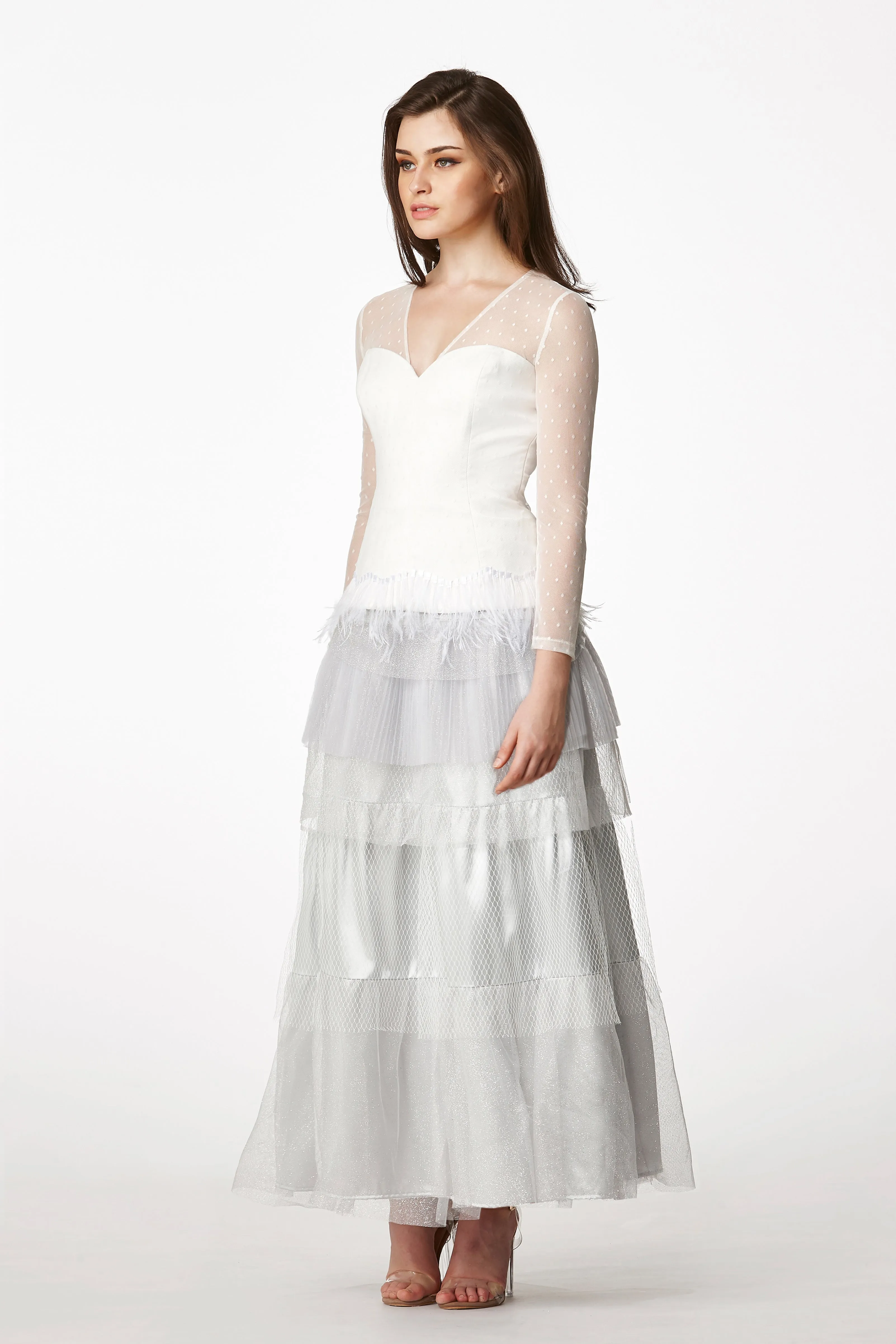 MOS Layered Net Skirt - Silver