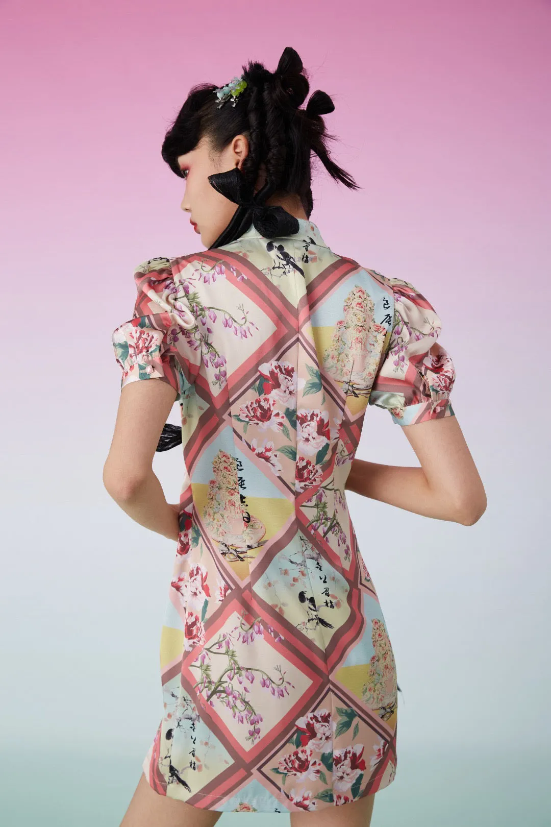 Mukzin | Argyle Plaid Improved Cheongsam QIPAO - 囍XI