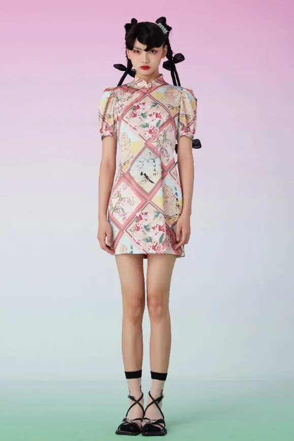 Mukzin | Argyle Plaid Improved Cheongsam QIPAO - 囍XI