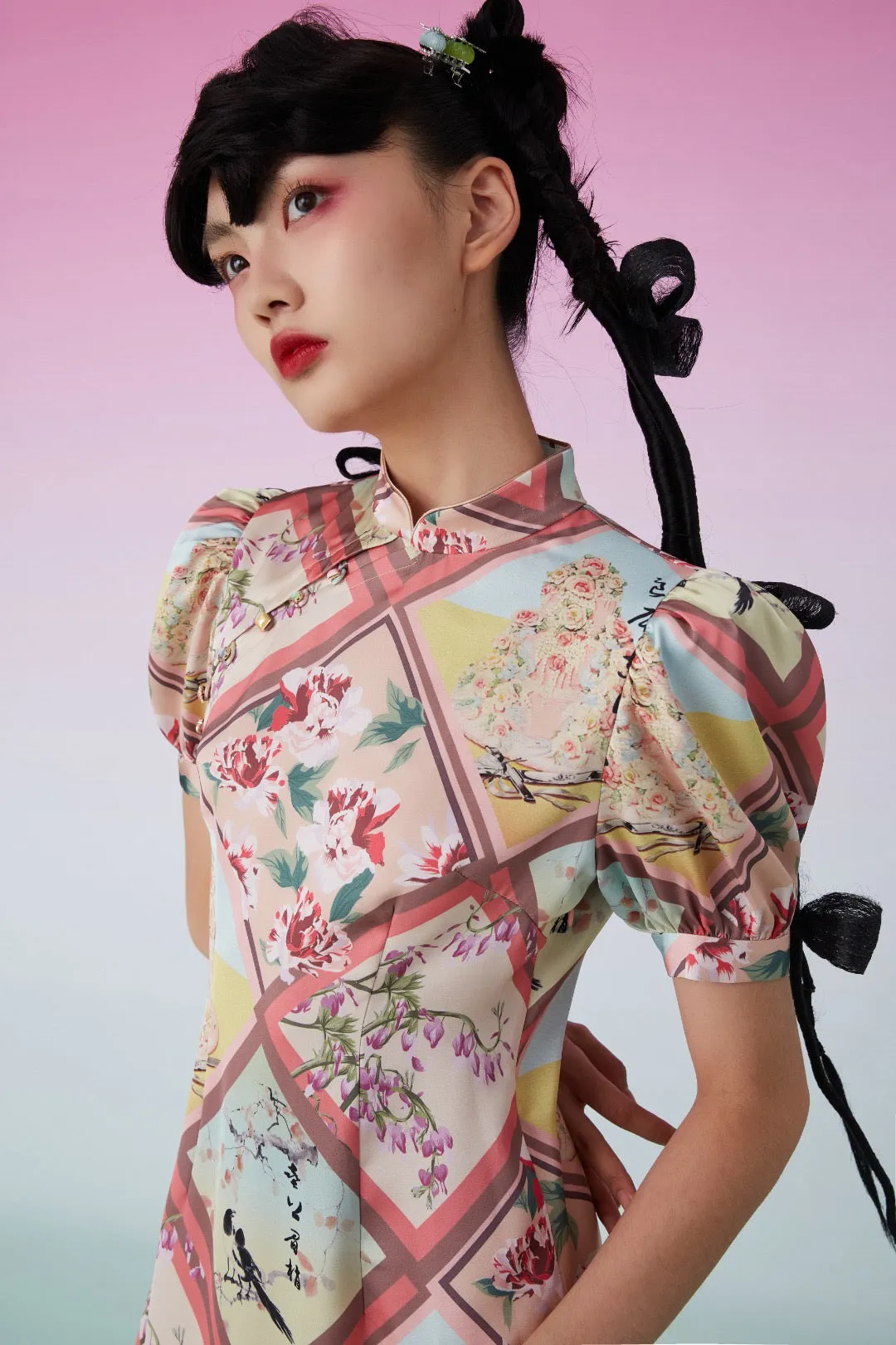 Mukzin | Argyle Plaid Improved Cheongsam QIPAO - 囍XI