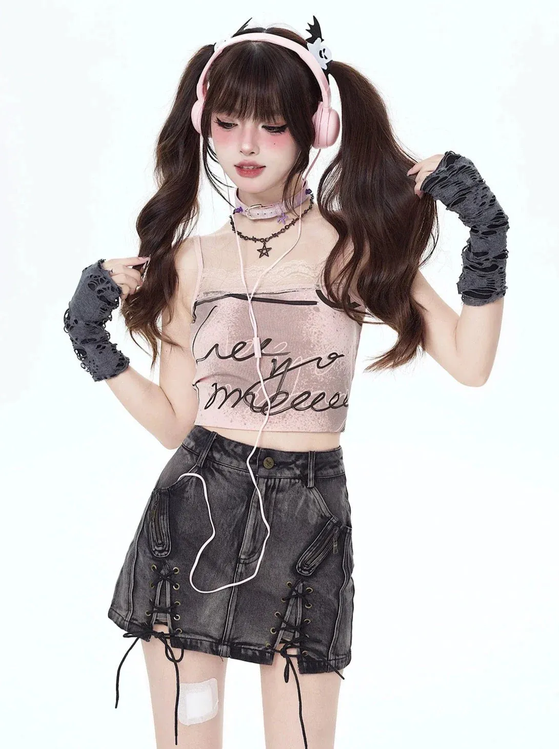 Niche Retro Skirt Design Waist High Denim