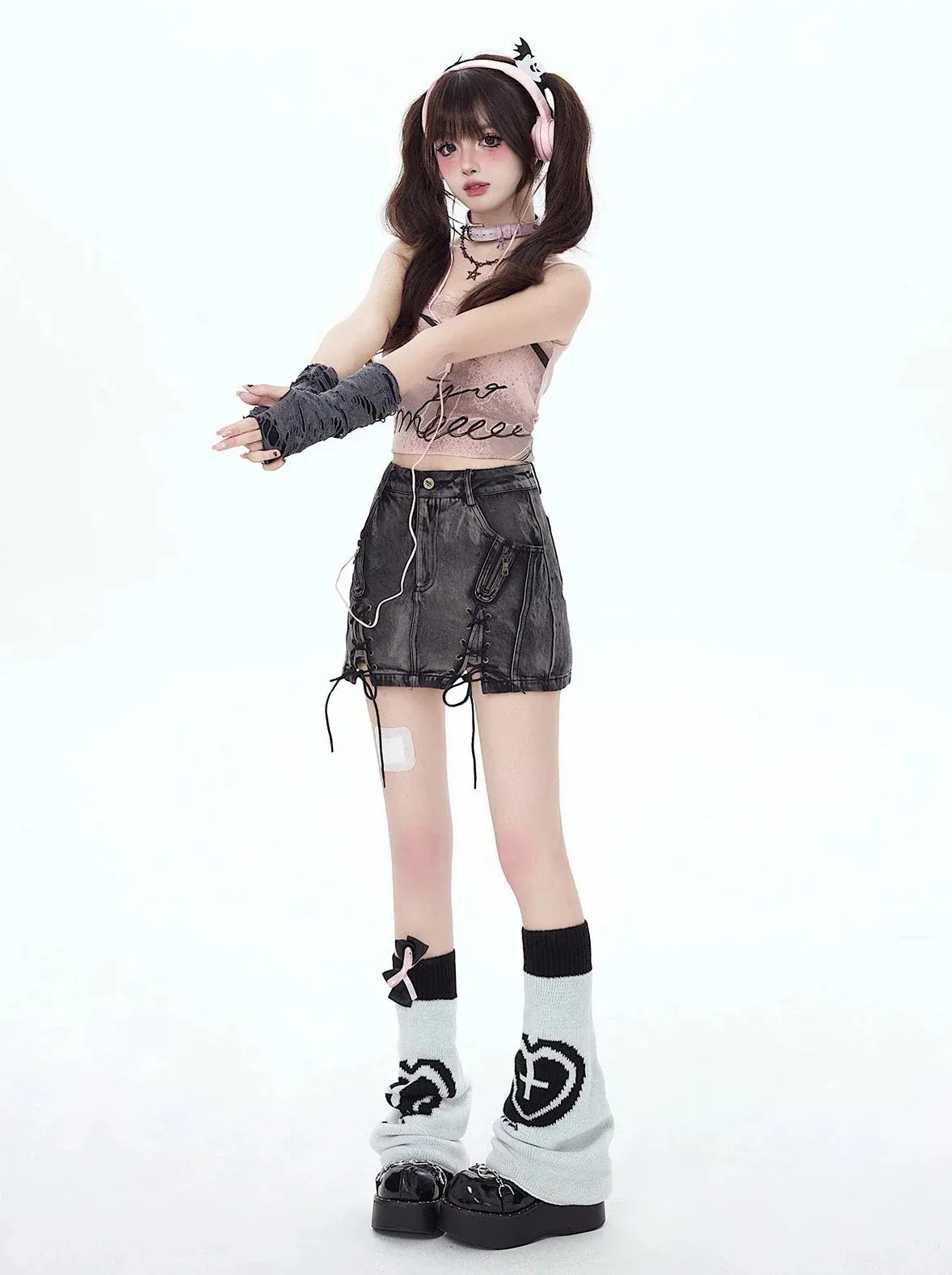 Niche Retro Skirt Design Waist High Denim