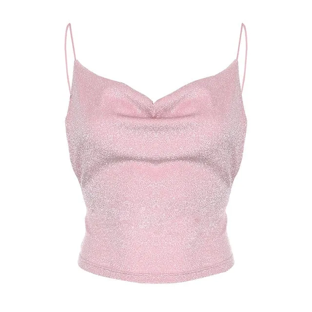 Pink Tank Top Activewear Backless Sexy Bralette Crop Tops Off Shoulder Halter Top Sleeveless