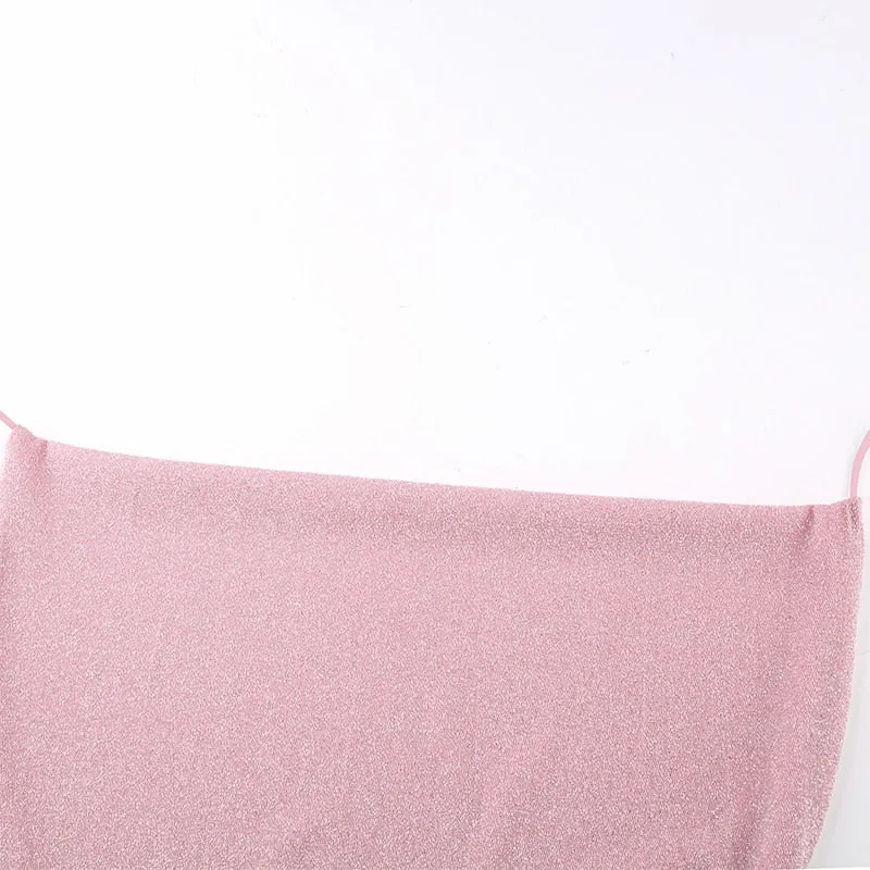 Pink Tank Top Activewear Backless Sexy Bralette Crop Tops Off Shoulder Halter Top Sleeveless