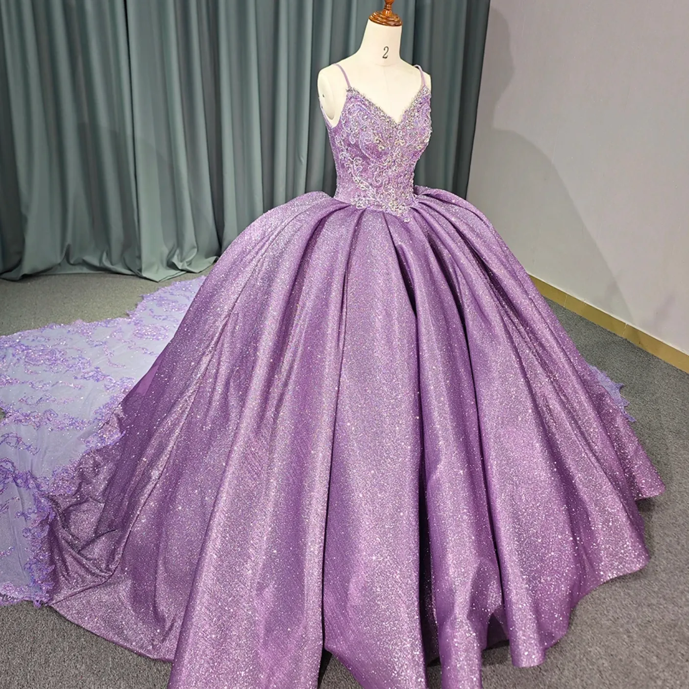 Purple Shiny Princess Quinceanera Dress
