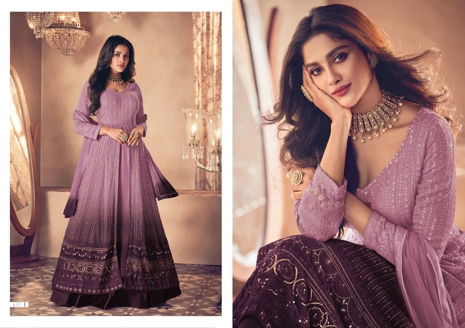 Sayuri Noor Gold Shaded Designer Georgette Salwar Suit D.No 122-L