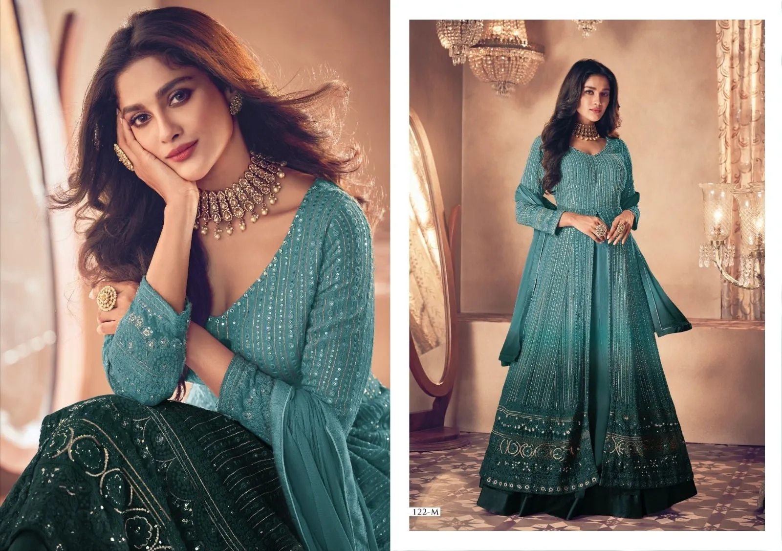 Sayuri Noor Gold Shaded Designer Georgette Salwar Suit D.No 122-M