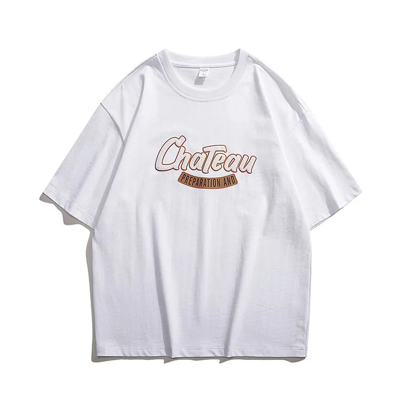 Soft Versatile Round Neck Letter Print Short Sleeve Tee