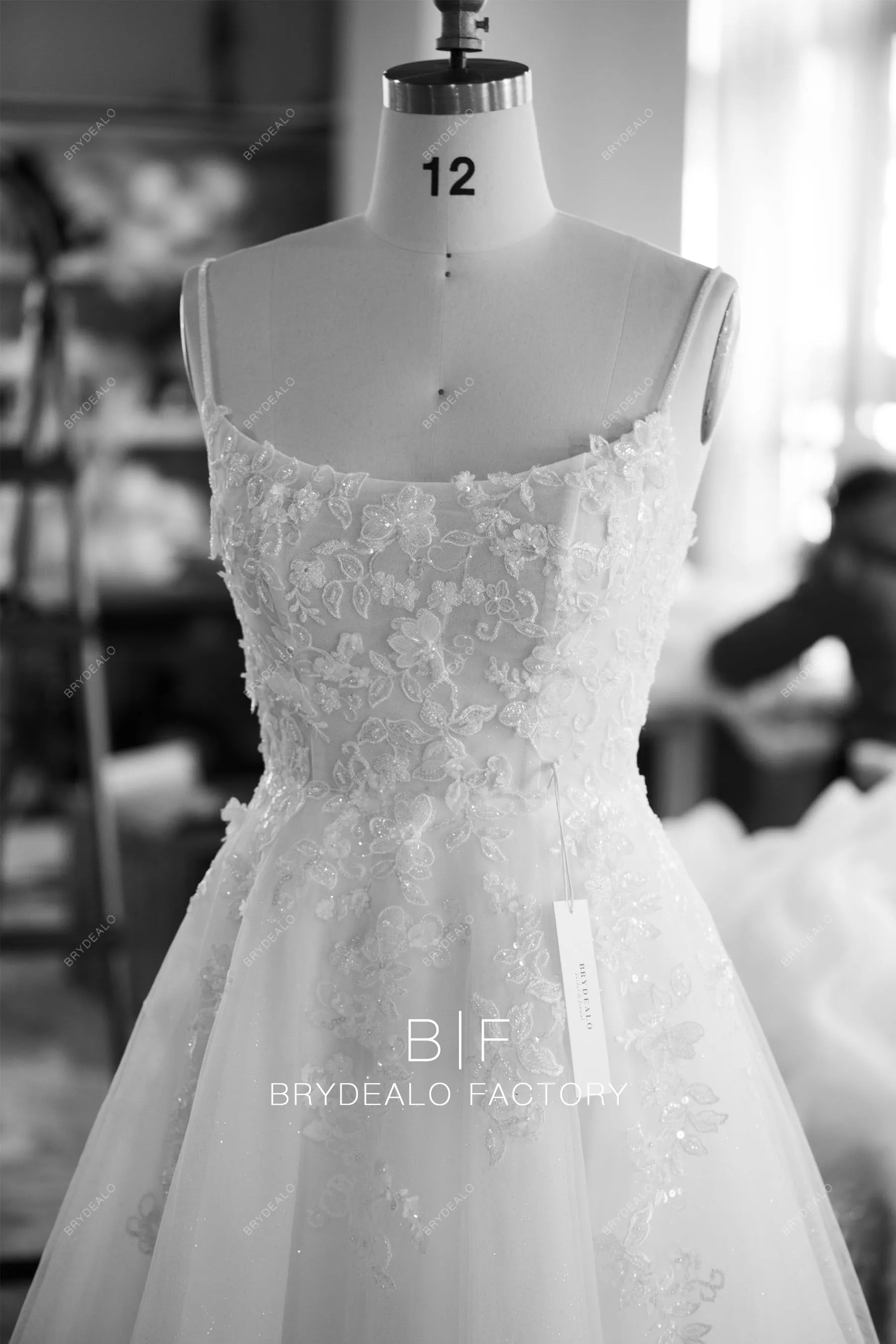 Spaghetti Straps Lace Princess A-line Wedding Dress