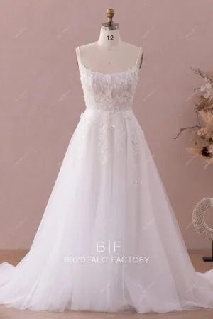 Spaghetti Straps Lace Princess A-line Wedding Dress