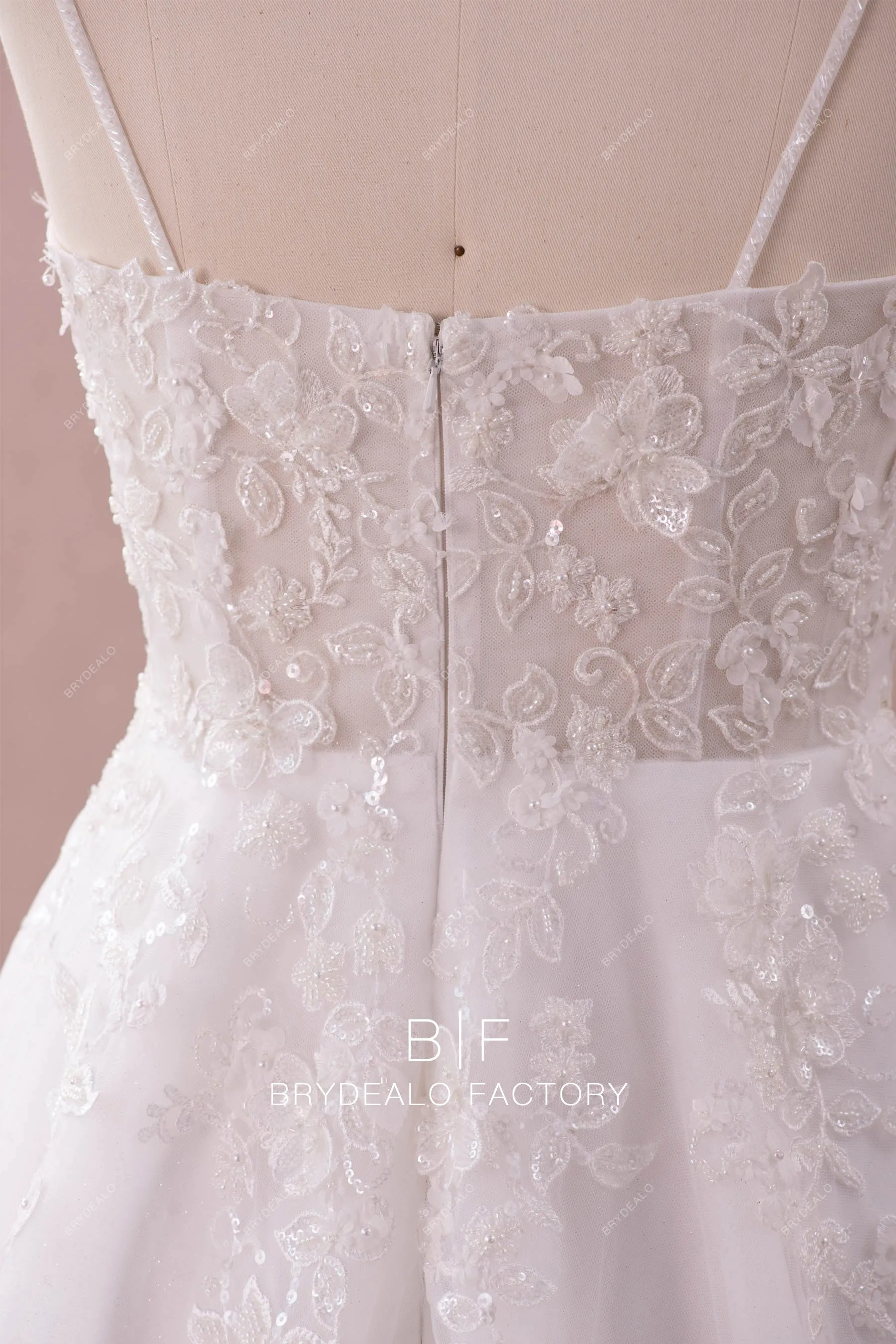 Spaghetti Straps Lace Princess A-line Wedding Dress