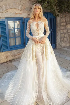 Wedding dress Laced with Detachable Skirt