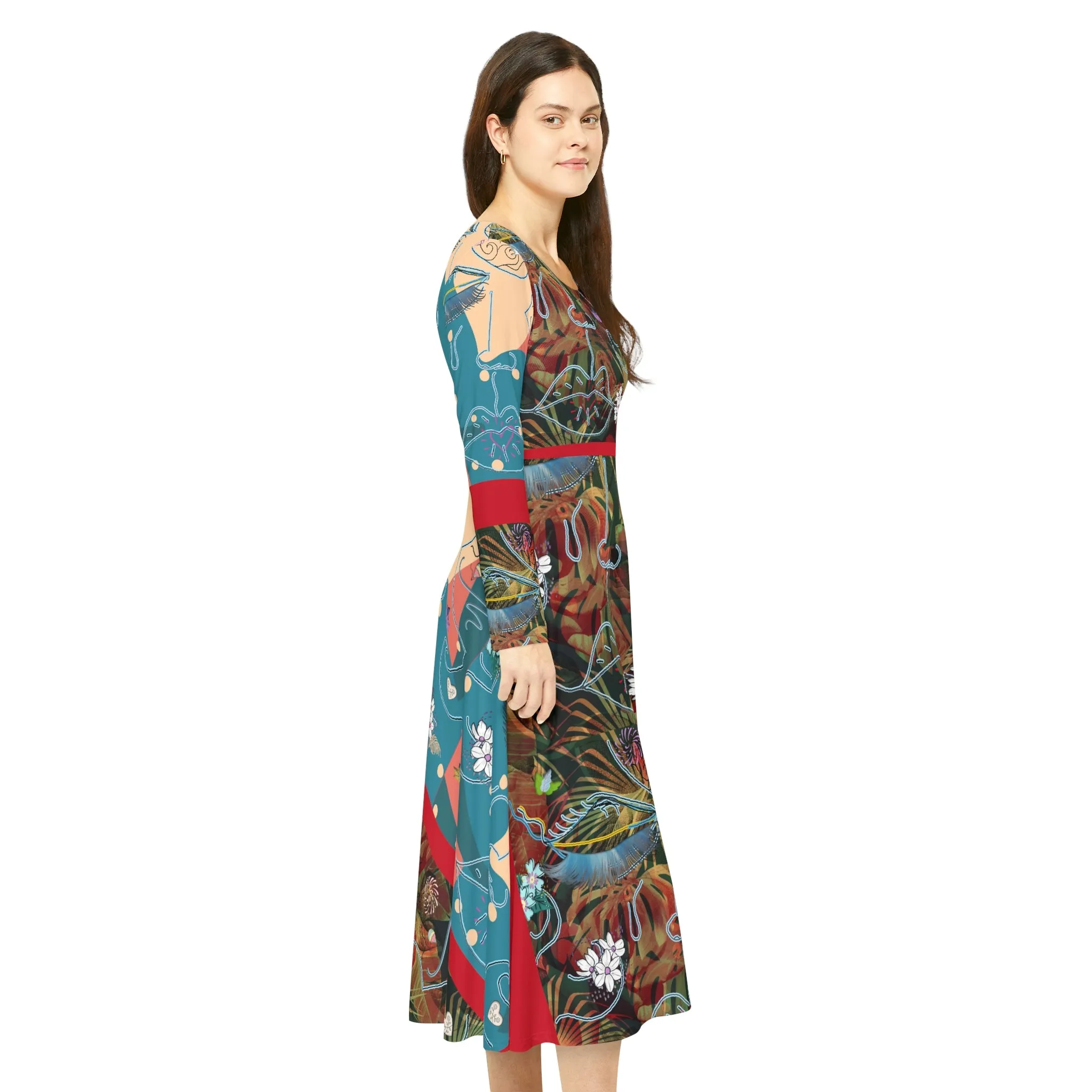 Women's Long Sleeve Dance Dress (AOP)  CARMEN
